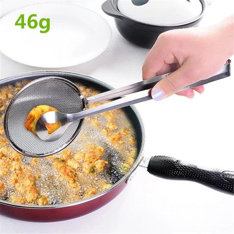 image-Multi-functional Oil Food Folder Kitchen Accessories Stainless Steel Fried Food Oil Scoop