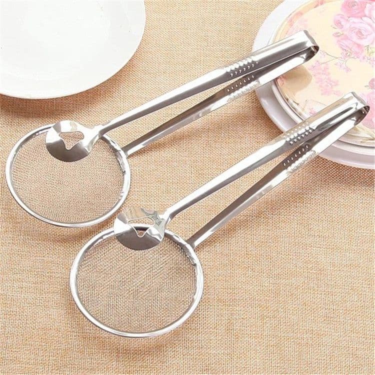 image-Multi-functional Oil Food Folder Kitchen Accessories Stainless Steel Fried Food Oil Scoop