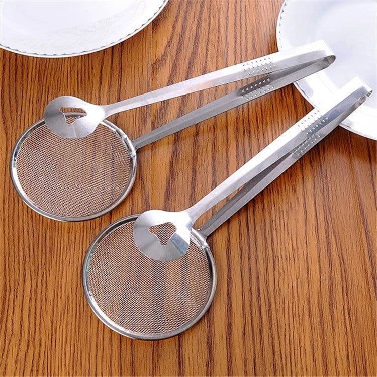 image-Multi-functional Oil Food Folder Kitchen Accessories Stainless Steel Fried Food Oil Scoop