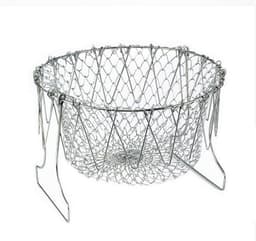 image-Deep Fry Basket Stainless Steel Multi-function Foldable Chef Cooking Basket Flexible Kitchen Tool for Fried Food Washing Fruits Vegetables