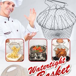 image-Deep Fry Basket Stainless Steel Multi-function Foldable Chef Cooking Basket Flexible Kitchen Tool for Fried Food Washing Fruits Vegetables