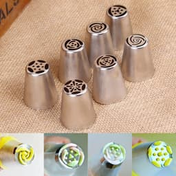 image-7 Pcs Cream Stainless Steel Russian Icing Piping Nozzle for polishing Pastry Tools Cupcake Tips Kitchen Accessories