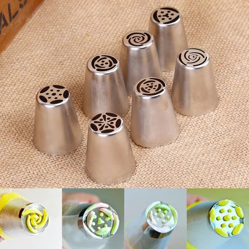 image-7 Pcs Cream Stainless Steel Russian Icing Piping Nozzle for polishing Pastry Tools Cupcake Tips Kitchen Accessories