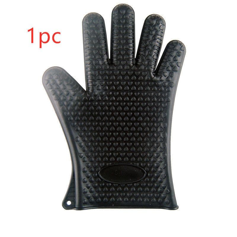 image-Food Grade Silicone Heat Resistant BBQ Glove Silicone Oven Mitts