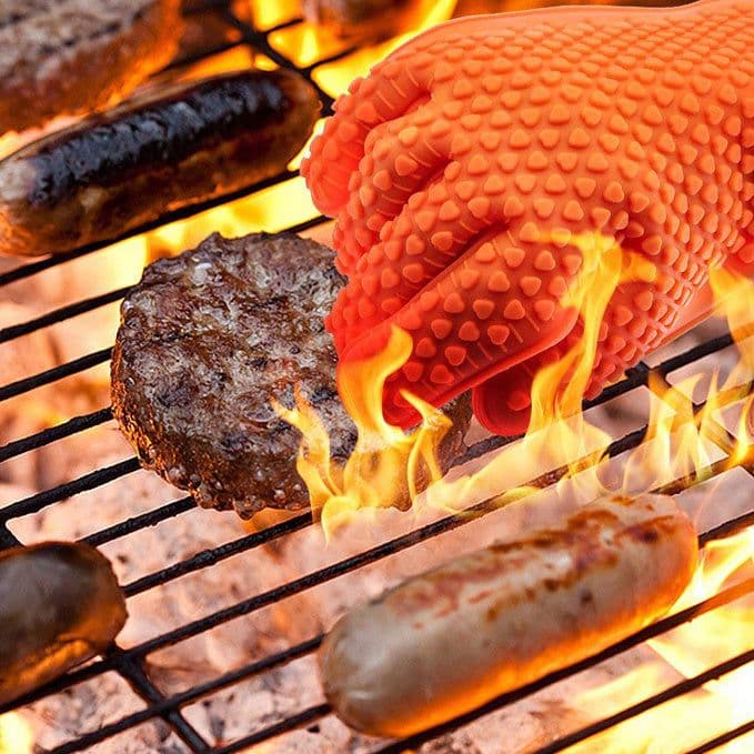 image-Food Grade Silicone Heat Resistant BBQ Glove Silicone Oven Mitts