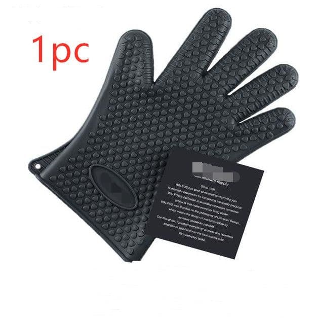 image-Food Grade Silicone Heat Resistant BBQ Glove Silicone Oven Mitts