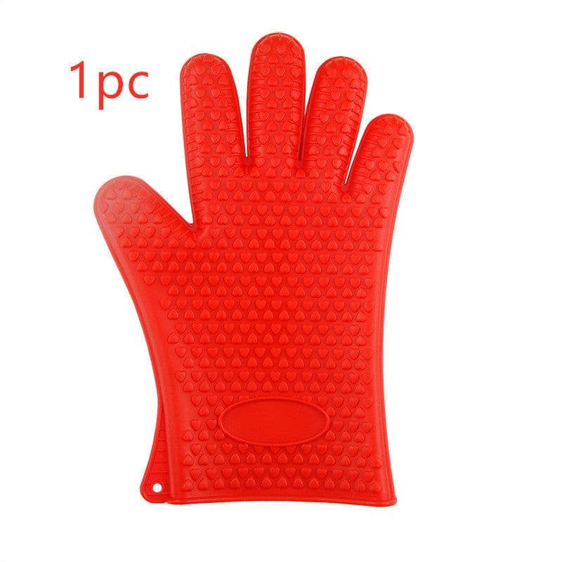 image-Food Grade Silicone Heat Resistant BBQ Glove Silicone Oven Mitts