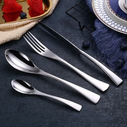 image-4PCS Set Black Stainless Steel Cutlery Korean Dinnerware Set Gifts Mirror Polishing Silverware Sets Scoop Knife and Fork Sets