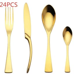 image-4PCS Set Black Stainless Steel Cutlery Korean Dinnerware Set Gifts Mirror Polishing Silverware Sets Scoop Knife and Fork Sets
