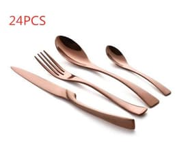 image-4PCS Set Black Stainless Steel Cutlery Korean Dinnerware Set Gifts Mirror Polishing Silverware Sets Scoop Knife and Fork Sets