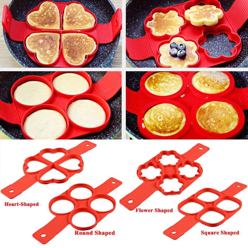 image-Silicone Non Stick Fantastic Egg Pancake Maker Ring Kitchen Baking Omelet Molds Flip Cooker Egg Ring Mold
