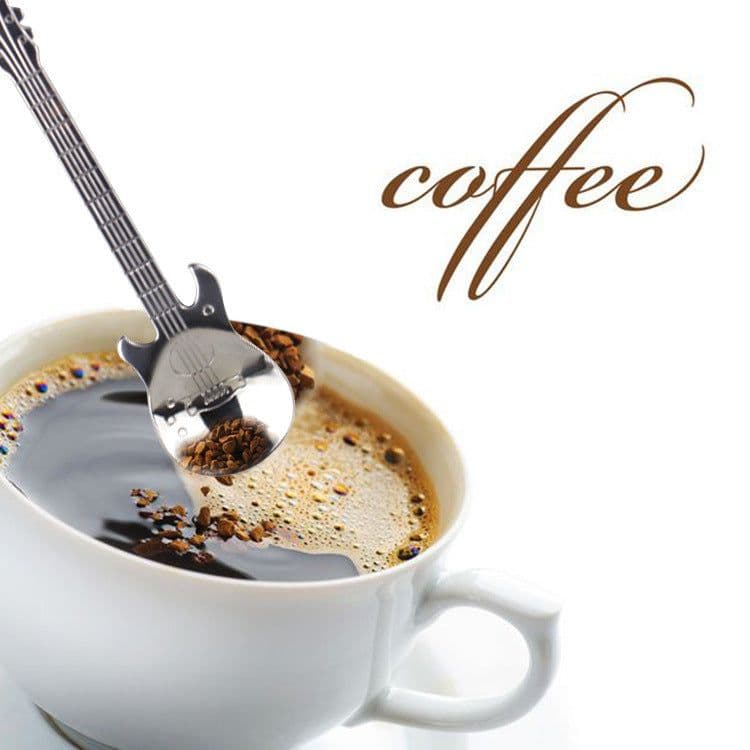 image-Guitar Coffee Spoon Set Stainless Steel Dessert Ice Cream Spoon Tea Spoon Coffee Accessories