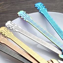 image-Guitar Coffee Spoon Set Stainless Steel Dessert Ice Cream Spoon Tea Spoon Coffee Accessories
