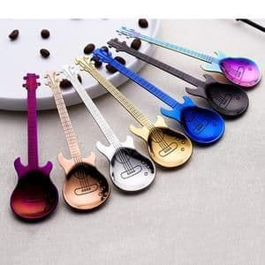 image-Guitar Coffee Spoon Set Stainless Steel Dessert Ice Cream Spoon Tea Spoon Coffee Accessories