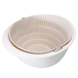 image-Portable detachable double-layer hollow fruit and vegetable cleaning drain basket Washed rice noodles