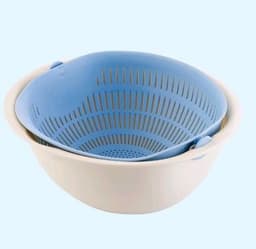 image-Portable detachable double-layer hollow fruit and vegetable cleaning drain basket Washed rice noodles