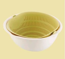 image-Portable detachable double-layer hollow fruit and vegetable cleaning drain basket Washed rice noodles