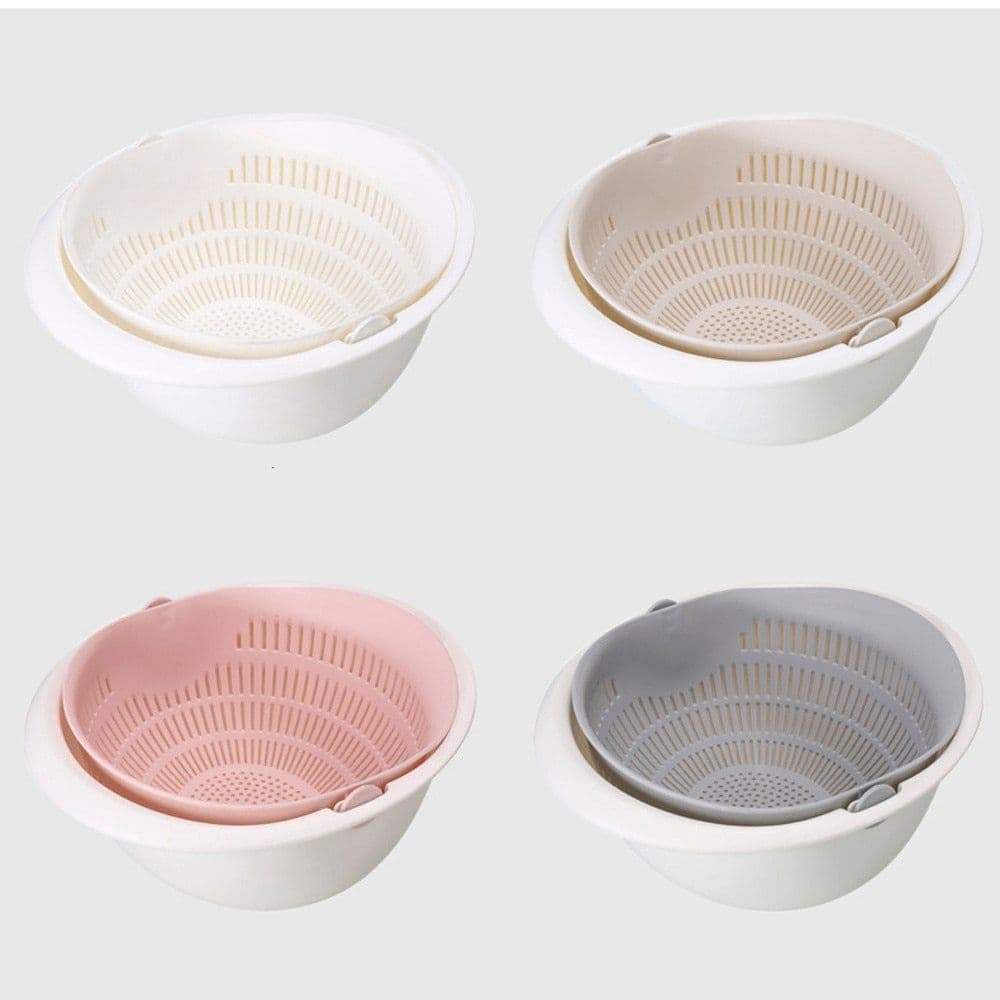 image-Portable detachable double-layer hollow fruit and vegetable cleaning drain basket Washed rice noodles