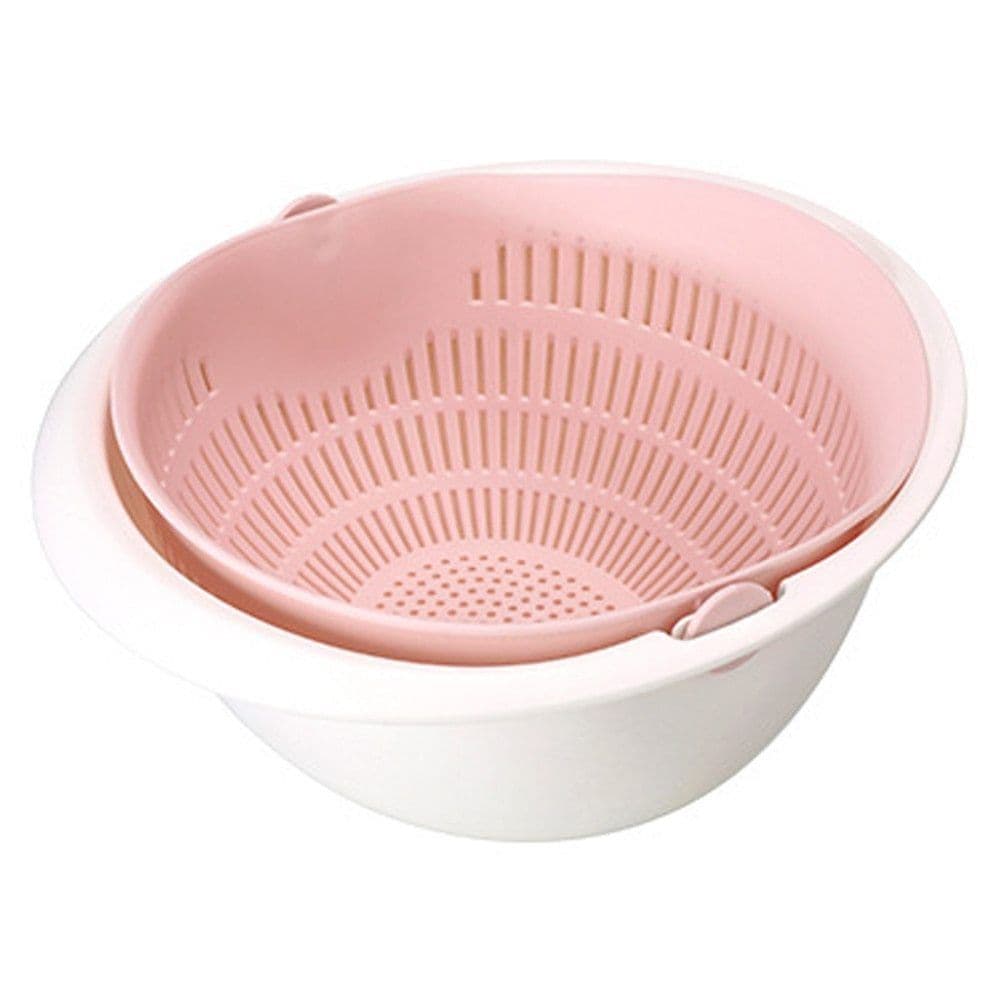 image-Portable detachable double-layer hollow fruit and vegetable cleaning drain basket Washed rice noodles