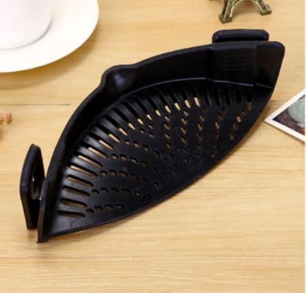 image-Silicone Clip-on Pot Pan Bowl Funnel Oil Strainer Creative Rice Washing Colander for Draining Liquid Fits All Pot Size