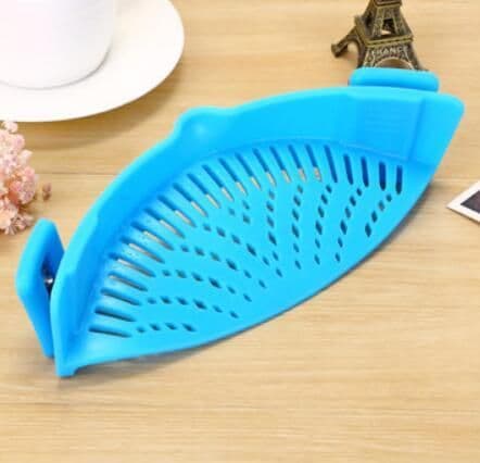 image-Silicone Clip-on Pot Pan Bowl Funnel Oil Strainer Creative Rice Washing Colander for Draining Liquid Fits All Pot Size