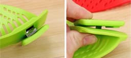 image-Silicone Clip-on Pot Pan Bowl Funnel Oil Strainer Creative Rice Washing Colander for Draining Liquid Fits All Pot Size