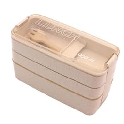 image-Three-layer Wheat Stalk Separated Bento Lunch Box