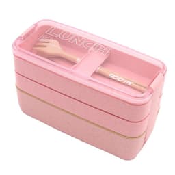 image-Three-layer Wheat Stalk Separated Bento Lunch Box
