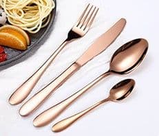 image-Stainless steel gold plated colorful knife and fork spoon set of four