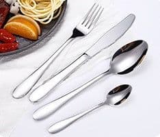 image-Stainless steel gold plated colorful knife and fork spoon set of four