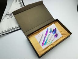 image-Stainless steel gold plated colorful knife and fork spoon set of four
