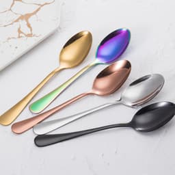image-Stainless steel gold plated colorful knife and fork spoon set of four
