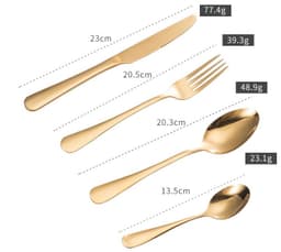 image-Stainless steel gold plated colorful knife and fork spoon set of four