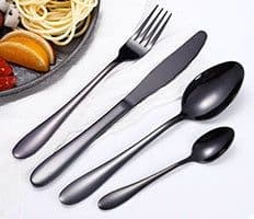 image-Stainless steel gold plated colorful knife and fork spoon set of four