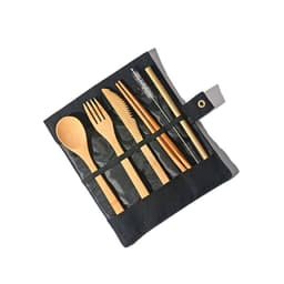 image-Bamboo Utensils Wooden Travel Cutlery Set Reusable Utensils With Pouch Camping Utensils Zero Waste Fork Spoon Knife Flatware Set