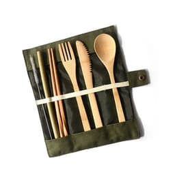 image-Bamboo Utensils Wooden Travel Cutlery Set Reusable Utensils With Pouch Camping Utensils Zero Waste Fork Spoon Knife Flatware Set