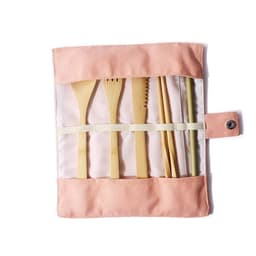 image-Bamboo Utensils Wooden Travel Cutlery Set Reusable Utensils With Pouch Camping Utensils Zero Waste Fork Spoon Knife Flatware Set