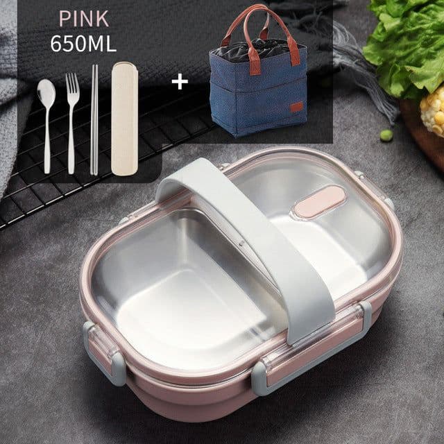 image-Portable Children's Lunch Box, 304 Stainless Steel Bento, Kitchen Leak Proof Food Box for Kids