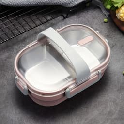 image-Portable Children's Lunch Box, 304 Stainless Steel Bento, Kitchen Leak Proof Food Box for Kids
