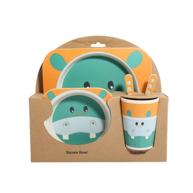 image-Five-piece Bamboo Fiber Children's Tableware Bowl And Dish Set