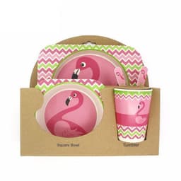 image-Five-piece Bamboo Fiber Children's Tableware Bowl And Dish Set