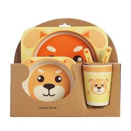 image-Five-piece Bamboo Fiber Children's Tableware Bowl And Dish Set