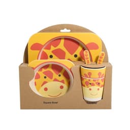 image-Five-piece Bamboo Fiber Children's Tableware Bowl And Dish Set