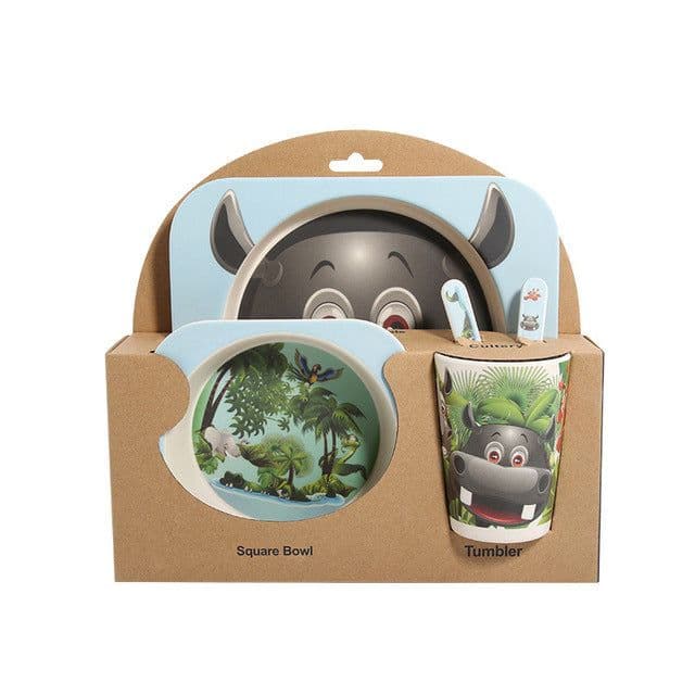 image-Five-piece Bamboo Fiber Children's Tableware Bowl And Dish Set