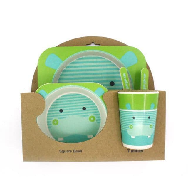 image-Five-piece Bamboo Fiber Children's Tableware Bowl And Dish Set
