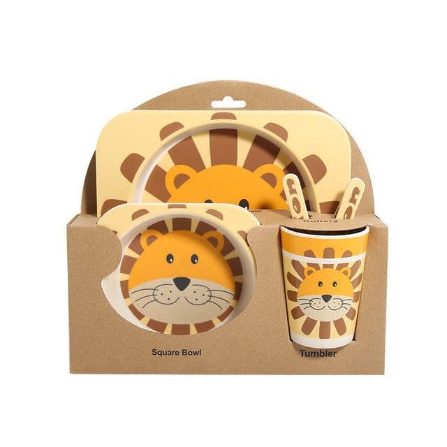 image-Five-piece Bamboo Fiber Children's Tableware Bowl And Dish Set