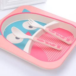 image-Five-piece Bamboo Fiber Children's Tableware Bowl And Dish Set