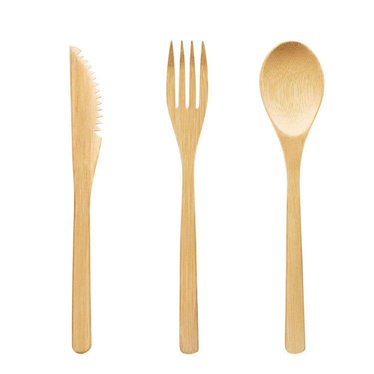 image-Portable Travel Bamboo Cutlery Cutlery Stainless Steel Straw Chopsticks Cutlery Set