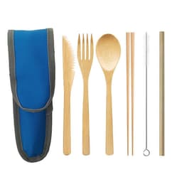 image-Portable Travel Bamboo Cutlery Cutlery Stainless Steel Straw Chopsticks Cutlery Set