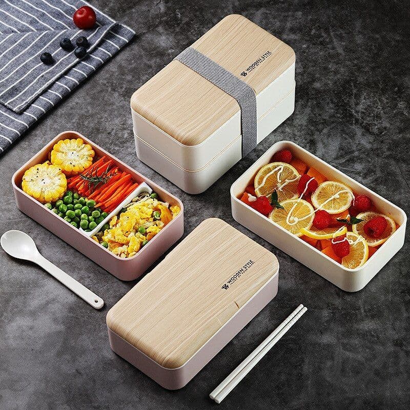 image-Japanese bento box office worker ins double separated lunch box